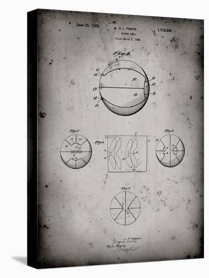 PP222-Faded Grey Basketball 1929 Game Ball Patent Poster-Cole Borders-Premier Image Canvas