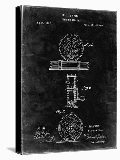 PP225-Black Grunge Orvis 1874 Fly Fishing Reel Patent Poster-Cole Borders-Premier Image Canvas