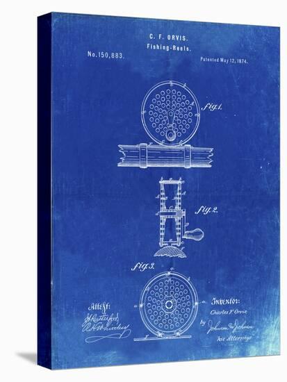 PP225-Faded Blueprint Orvis 1874 Fly Fishing Reel Patent Poster-Cole Borders-Premier Image Canvas