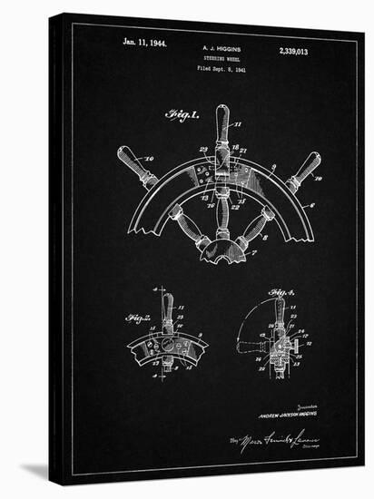 PP228-Vintage Black Ship Steering Wheel Patent Poster-Cole Borders-Premier Image Canvas