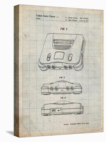 PP276-Antique Grid Parchment Nintendo 64 Patent Poster-Cole Borders-Premier Image Canvas