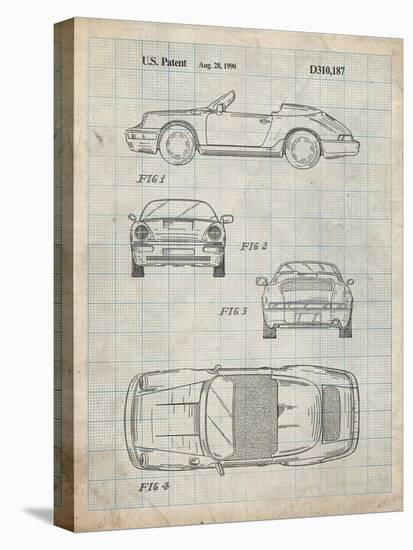 PP305-Antique Grid Parchment Porsche 911 Carrera Patent Poster-Cole Borders-Premier Image Canvas