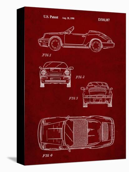 PP305-Burgundy Porsche 911 Carrera Patent Poster-Cole Borders-Premier Image Canvas