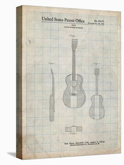 PP306-Antique Grid Parchment Buck Owens American Guitar Patent Poster-Cole Borders-Premier Image Canvas