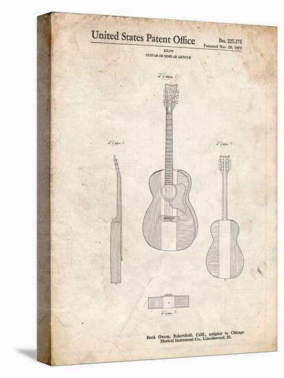 PP306-Vintage Parchment Buck Owens American Guitar Patent Poster-Cole Borders-Premier Image Canvas