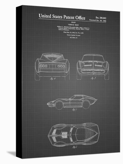 PP339-Black Grid 1966 Corvette Mako Shark II Patent Poster-Cole Borders-Premier Image Canvas