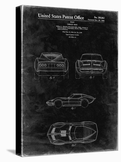 PP339-Black Grunge 1966 Corvette Mako Shark II Patent Poster-Cole Borders-Premier Image Canvas