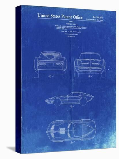 PP339-Faded Blueprint 1966 Corvette Mako Shark II Patent Poster-Cole Borders-Premier Image Canvas