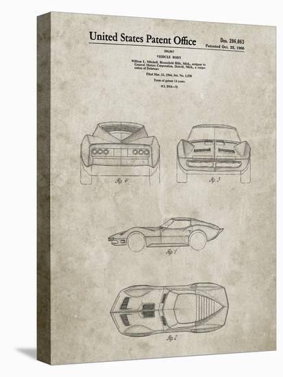 PP339-Sandstone 1966 Corvette Mako Shark II Patent Poster-Cole Borders-Premier Image Canvas
