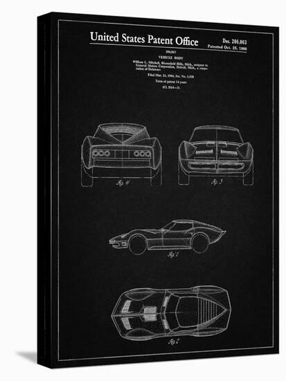 PP339-Vintage Black 1966 Corvette Mako Shark II Patent Poster-Cole Borders-Premier Image Canvas