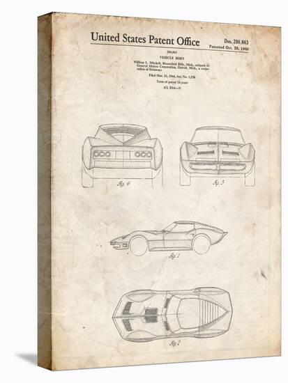 PP339-Vintage Parchment 1966 Corvette Mako Shark II Patent Poster-Cole Borders-Premier Image Canvas