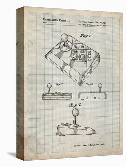 PP374-Antique Grid Parchment Nintendo Joystick Patent Poster-Cole Borders-Premier Image Canvas