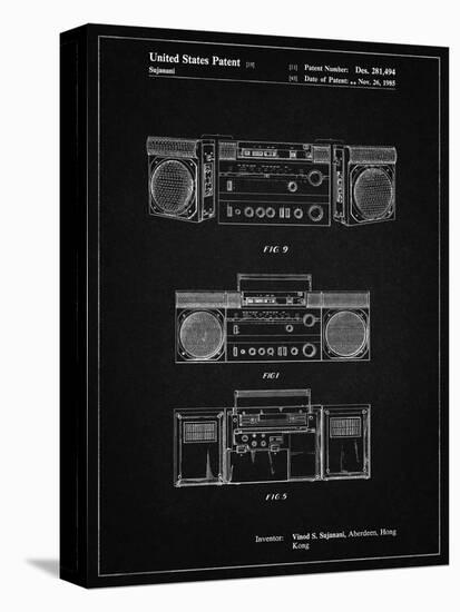 PP448-Vintage Black Hitachi Boom Box Patent Poster-Cole Borders-Premier Image Canvas
