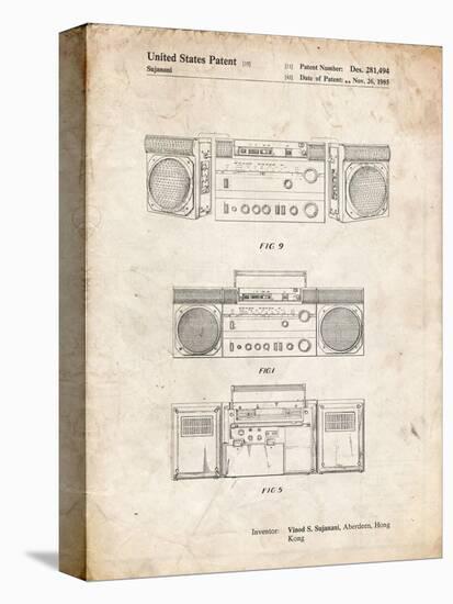 PP448-Vintage Parchment Hitachi Boom Box Patent Poster-Cole Borders-Premier Image Canvas