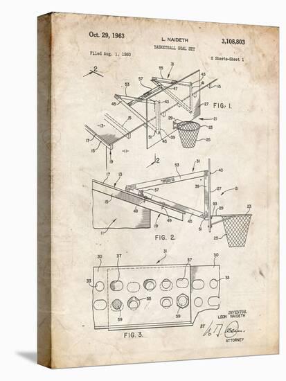 PP454-Vintage Parchment Basketball Adjustable Goal 1962 Patent Poster-Cole Borders-Premier Image Canvas