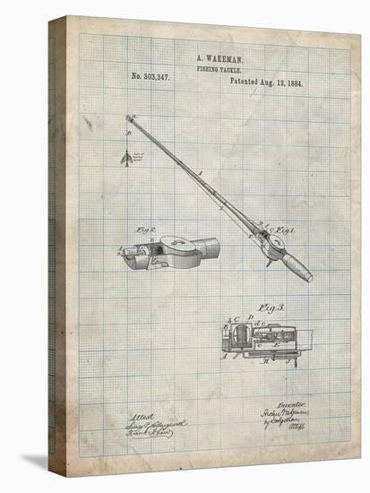 PP490-Antique Grid Parchment Fishing Rod and Reel 1884 Patent Poster-Cole Borders-Premier Image Canvas