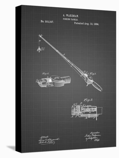 PP490-Black Grid Fishing Rod and Reel 1884 Patent Poster-Cole Borders-Premier Image Canvas