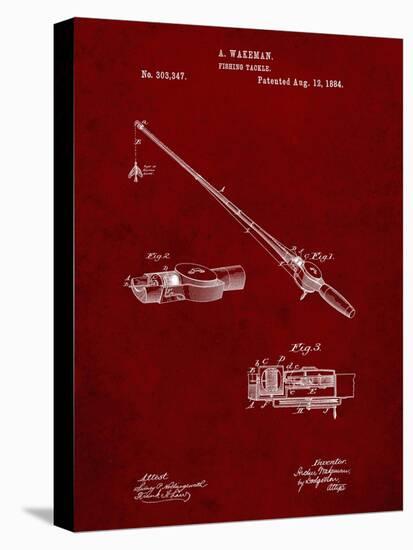 PP490-Burgundy Fishing Rod and Reel 1884 Patent Poster-Cole Borders-Premier Image Canvas