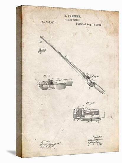 PP490-Vintage Parchment Fishing Rod and Reel 1884 Patent Poster-Cole Borders-Premier Image Canvas