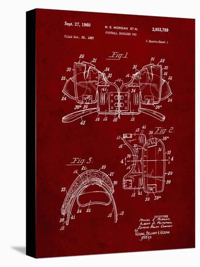 PP504-Burgundy Vintage Football Shoulder Pads Patent Poster-Cole Borders-Premier Image Canvas