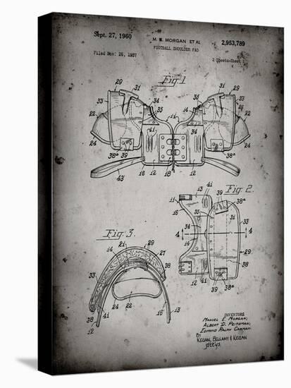 PP504-Faded Grey Vintage Football Shoulder Pads Patent Poster-Cole Borders-Premier Image Canvas