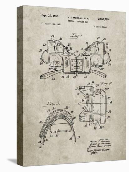 PP504-Sandstone Vintage Football Shoulder Pads Patent Poster-Cole Borders-Premier Image Canvas