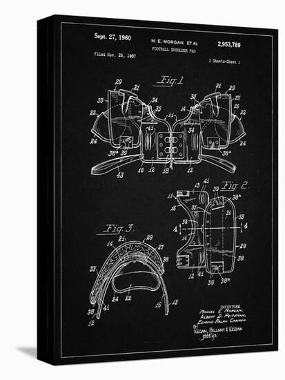 PP504-Vintage Black Vintage Football Shoulder Pads Patent Poster-Cole Borders-Premier Image Canvas