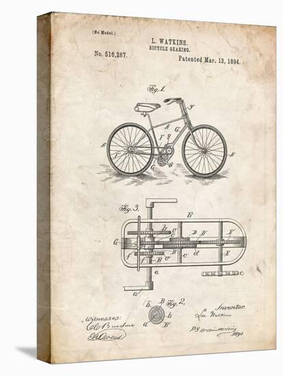 PP51-Vintage Parchment Bicycle Gearing 1894 Patent Poster-Cole Borders-Premier Image Canvas