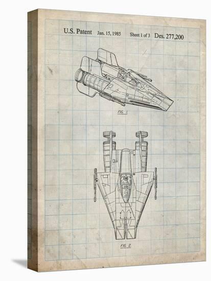 PP515-Antique Grid Parchment Star Wars RZ-1 A Wing Starfighter Patent Print-Cole Borders-Premier Image Canvas