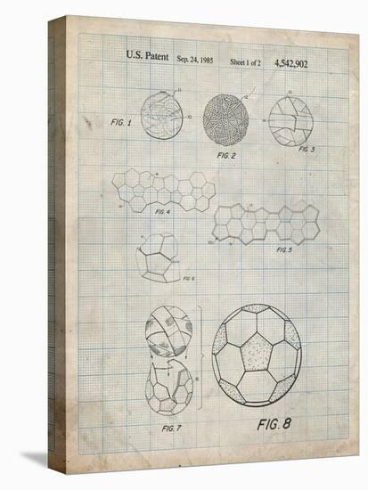 PP54-Antique Grid Parchment Soccer Ball 1985 Patent Poster-Cole Borders-Premier Image Canvas