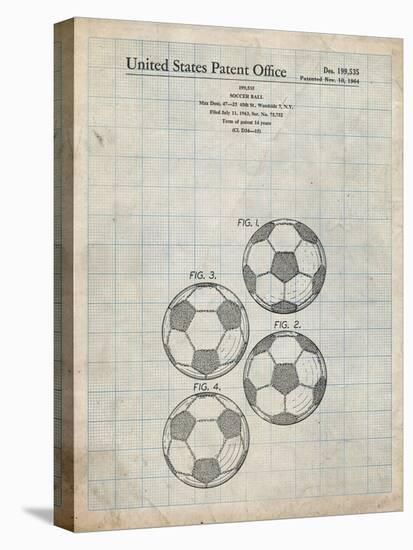 PP587-Antique Grid Parchment Soccer Ball 4 Image Patent Poster-Cole Borders-Premier Image Canvas