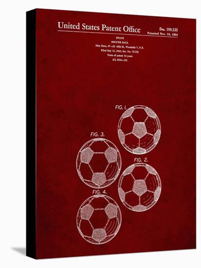 PP587-Burgundy Soccer Ball 4 Image Patent Poster-Cole Borders-Premier Image Canvas