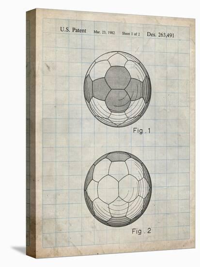 PP62-Antique Grid Parchment Leather Soccer Ball Patent Poster-Cole Borders-Premier Image Canvas