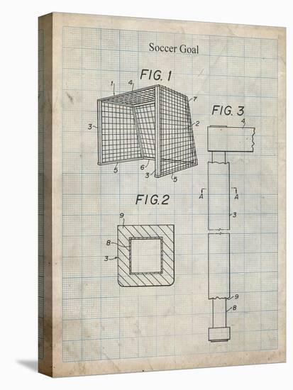 PP63-Antique Grid Parchment Soccer Goal Patent Poster-Cole Borders-Premier Image Canvas