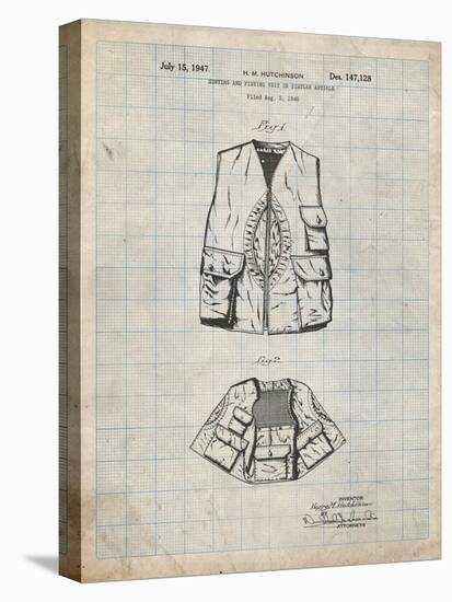 PP661-Antique Grid Parchment Hunting and Fishing Vest Patent Poster-Cole Borders-Premier Image Canvas