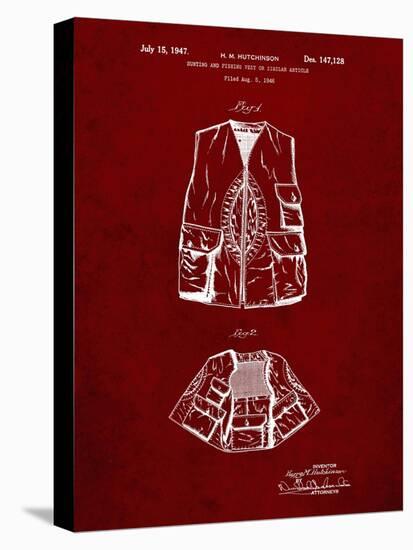 PP661-Burgundy Hunting and Fishing Vest Patent Poster-Cole Borders-Premier Image Canvas