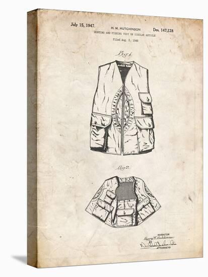 PP661-Vintage Parchment Hunting and Fishing Vest Patent Poster-Cole Borders-Premier Image Canvas