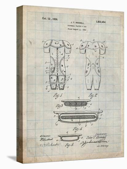 PP690-Antique Grid Parchment Ridell Football Pads 1926 Patent Poster-Cole Borders-Premier Image Canvas