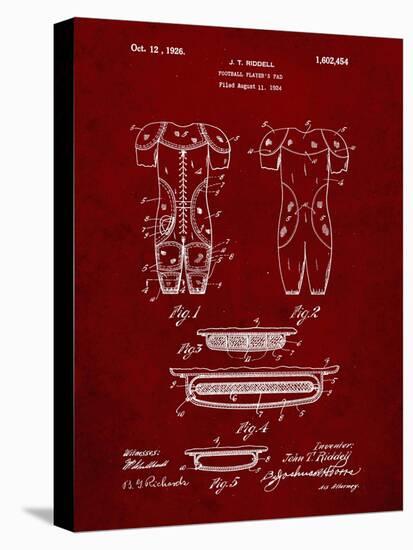 PP690-Burgundy Ridell Football Pads 1926 Patent Poster-Cole Borders-Premier Image Canvas