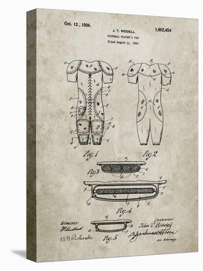 PP690-Sandstone Ridell Football Pads 1926 Patent Poster-Cole Borders-Premier Image Canvas