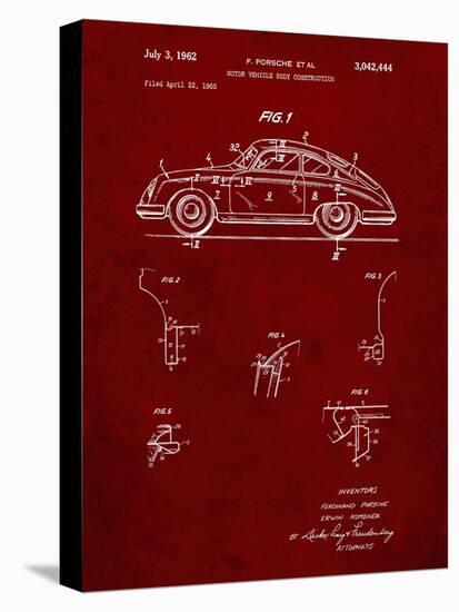 PP698-Burgundy 1960 Porsche 365 Patent Poster-Cole Borders-Premier Image Canvas