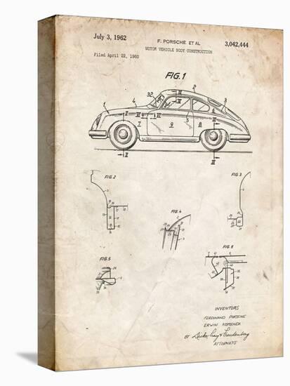 PP698-Vintage Parchment 1960 Porsche 365 Patent Poster-Cole Borders-Premier Image Canvas