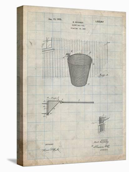 PP717-Antique Grid Parchment Basketball Goal Patent Poster-Cole Borders-Premier Image Canvas