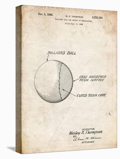 PP736-Vintage Parchment Billiard Ball Patent Poster-Cole Borders-Premier Image Canvas