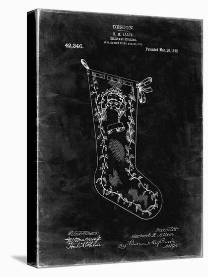 PP764-Black Grunge Christmas Stocking 1912 Patent Poster-Cole Borders-Premier Image Canvas