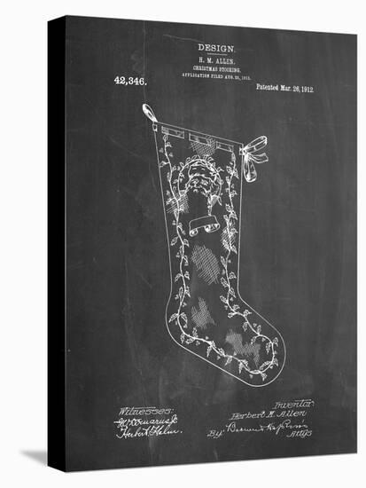 PP764-Chalkboard Christmas Stocking 1912 Patent Poster-Cole Borders-Premier Image Canvas
