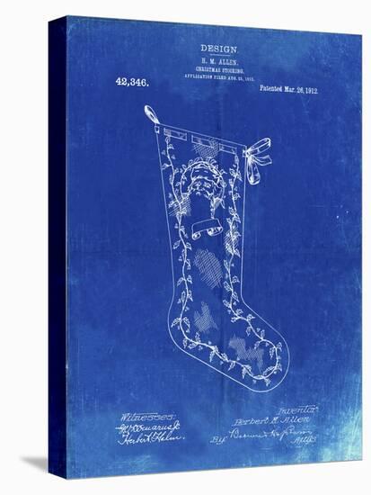 PP764-Faded Blueprint Christmas Stocking 1912 Patent Poster-Cole Borders-Premier Image Canvas