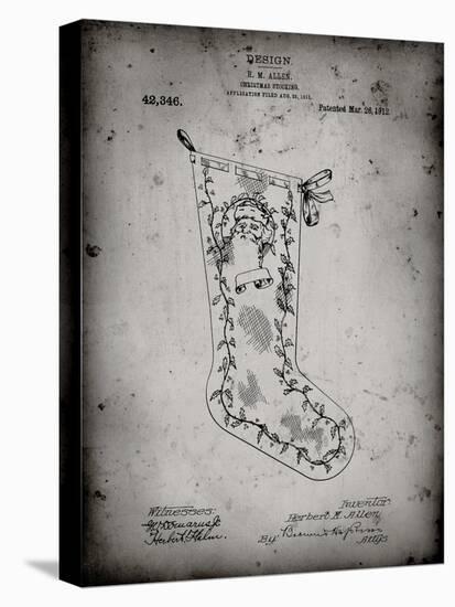 PP764-Faded Grey Christmas Stocking 1912 Patent Poster-Cole Borders-Premier Image Canvas