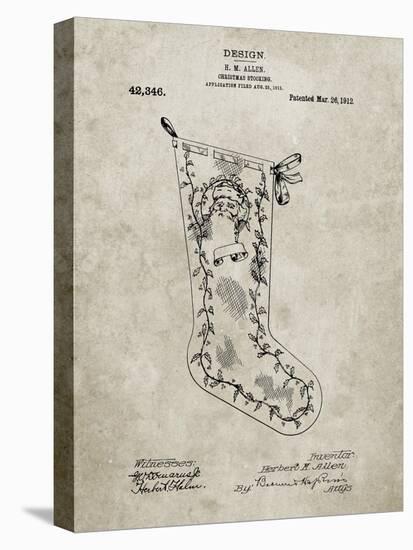 PP764-Sandstone Christmas Stocking 1912 Patent Poster-Cole Borders-Premier Image Canvas