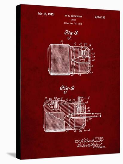 PP787-Burgundy Drill Chuck 1943 Patent Poster-Cole Borders-Premier Image Canvas